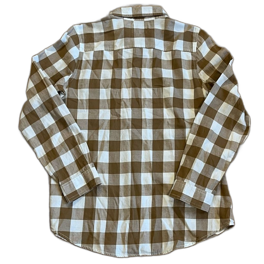 Old Navy Plaid Button Down Shirt Brown White Size Medium - Picture 2 of 6